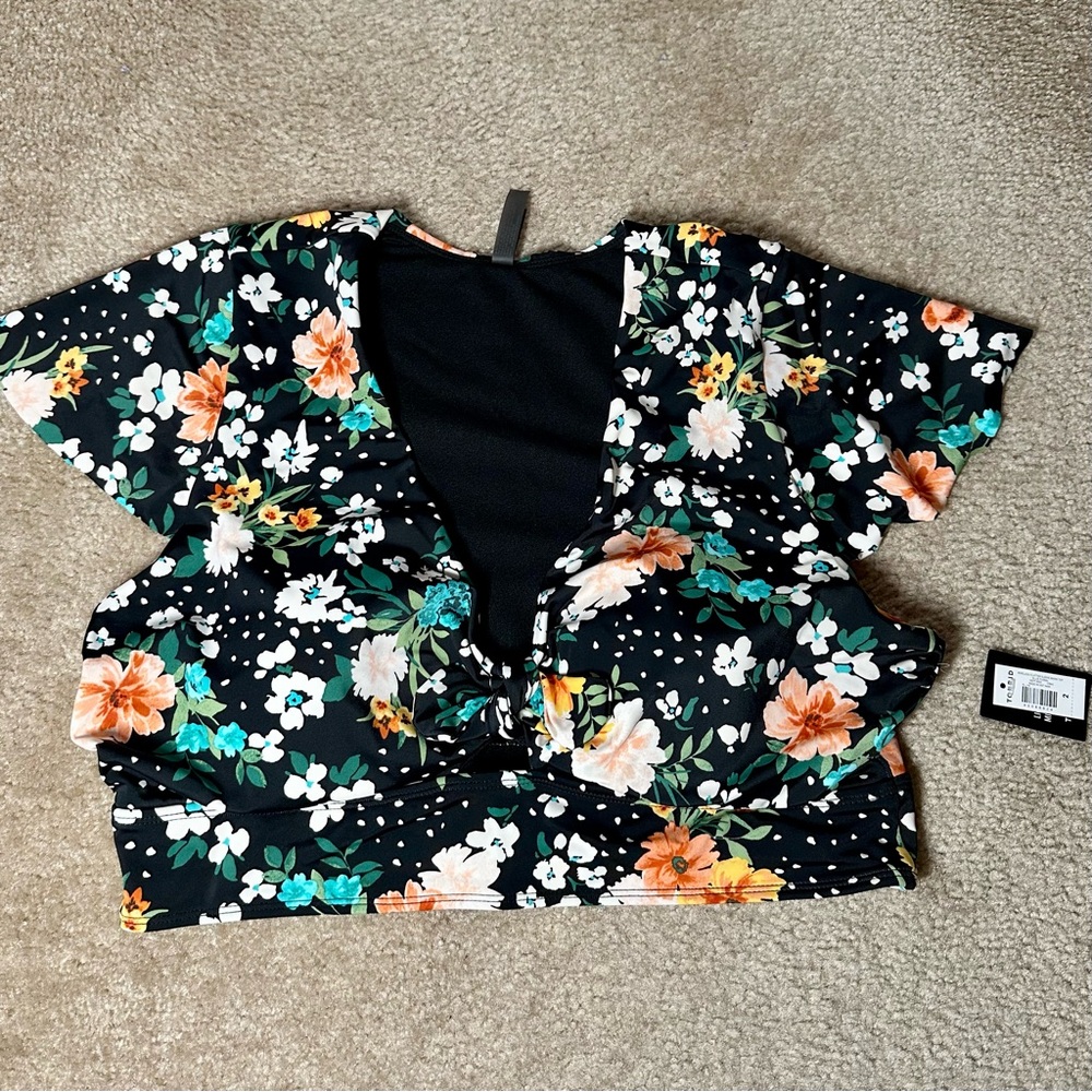 Torrid Flutter Sleeve Bikini Top, Size 2, NWT